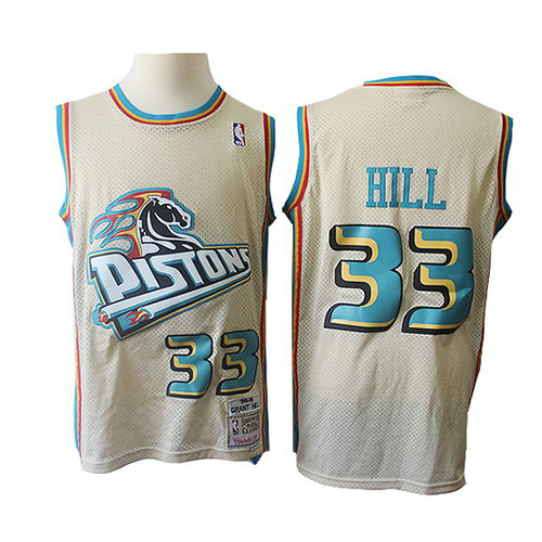 Camiseta baloncesto Grant Hill 33 Retro Crema Detroit Pistons Hombre