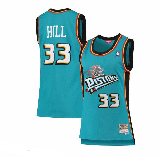 Camiseta baloncesto Grant Hill 33 hardwood classics Verde azulado Detroit Pistons Mujer