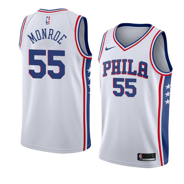 Camiseta baloncesto Greg Monroe 55 Association 2018 Blanco Philadelphia 76ers Hombre