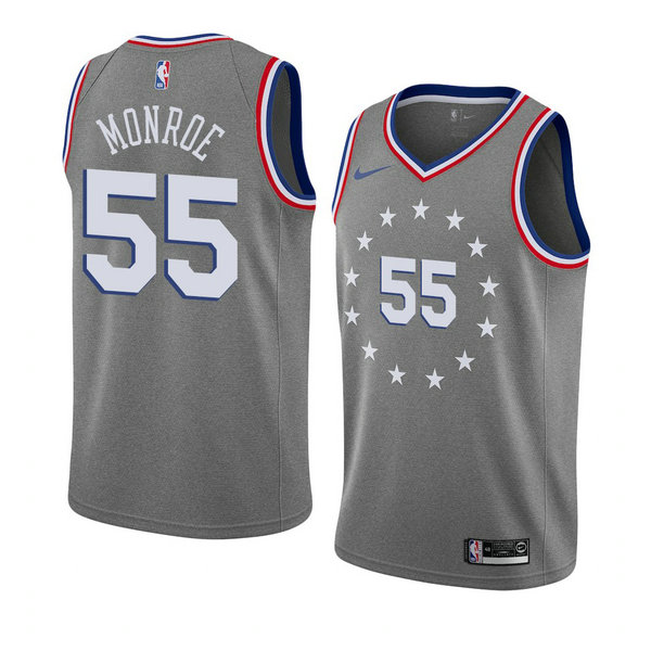 Camiseta baloncesto Greg Monroe 55 Ciudad 2018-19 Gris Philadelphia 76ers Hombre