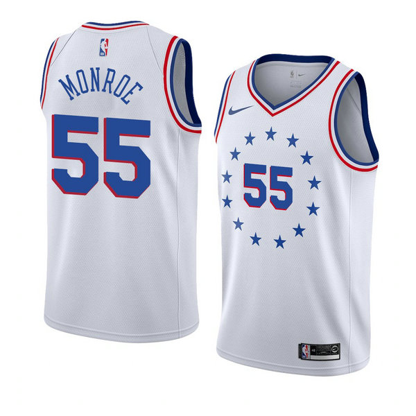 Camiseta baloncesto Greg Monroe 55 Earned 2018-19 Blanco Philadelphia 76ers Hombre