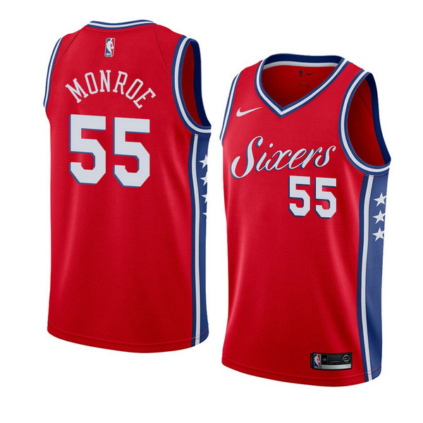 Camiseta baloncesto Greg Monroe 55 Statement 2018 Rojo Philadelphia 76ers Hombre