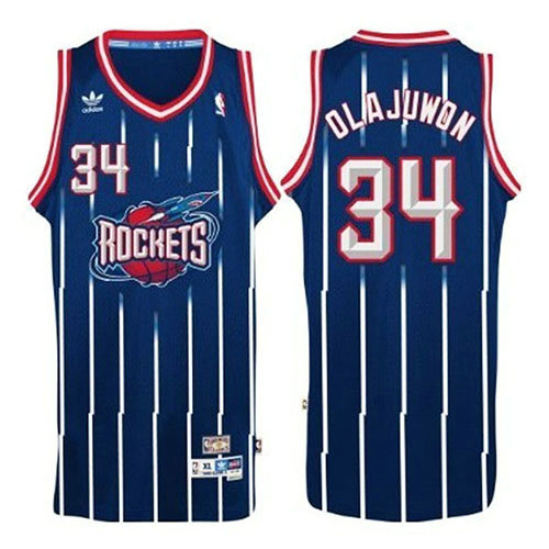 Camiseta baloncesto Hakeem Olajuwon 34 Retro Azul Houston Rockets Hombre