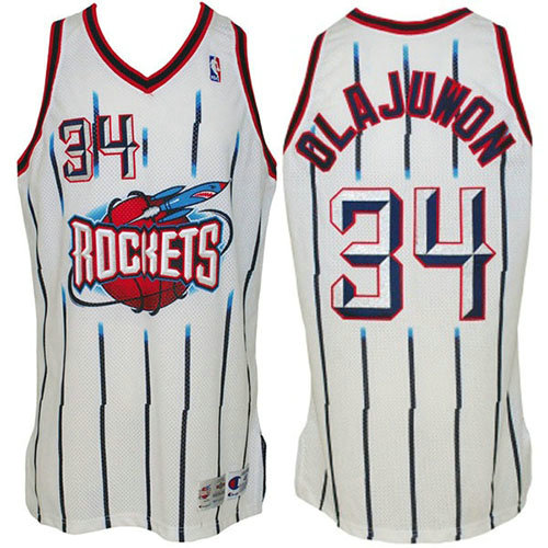 Camiseta baloncesto Hakeem Olajuwon 34 Retro Blanco Houston Rockets Hombre