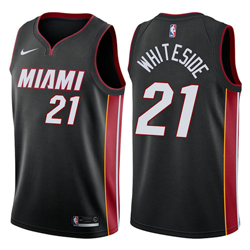 Camiseta baloncesto Hassan Whiteside 21 2017-18 Negro Miami Heat Hombre