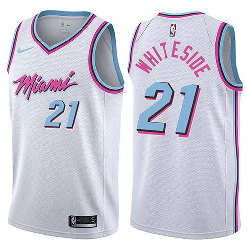Camiseta baloncesto Hassan Whiteside 21 Ciudad 2017-18 Blanco Miami Heat Hombre