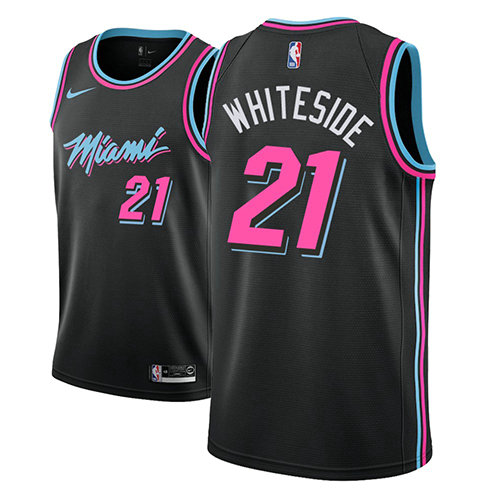 Camiseta baloncesto Hassan Whiteside 21 Ciudad 2018-19 Negro Miami Heat Hombre