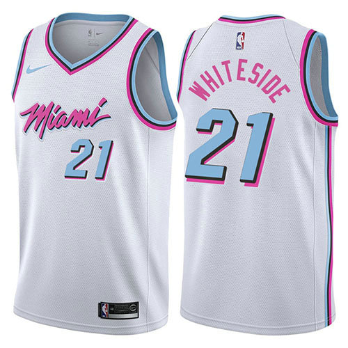 Camiseta baloncesto Hassan Whiteside 21 Ciudad 2018 Blanco Miami Heat Hombre