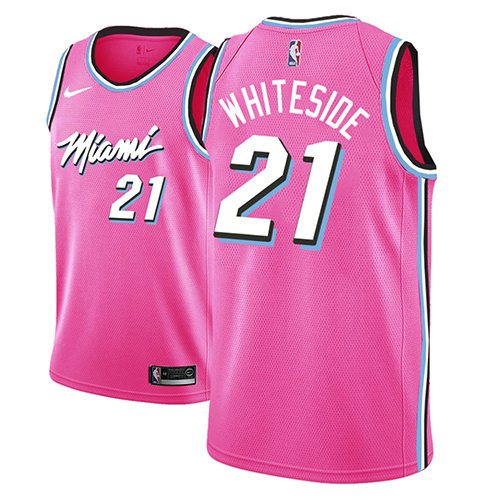 Camiseta baloncesto Hassan Whiteside 21 Earned 2018-19 Rosa Miami Heat Hombre