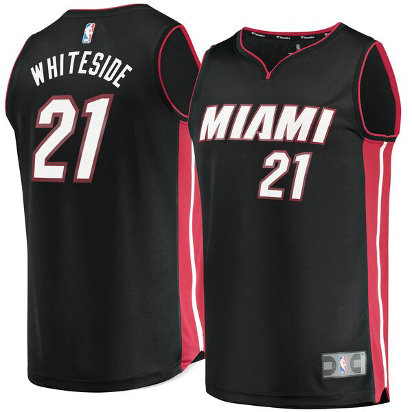 Camiseta baloncesto Hassan Whiteside 21 Icon Edition Negro Miami Heat Hombre