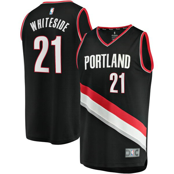 Camiseta baloncesto Hassan Whiteside 21 Icon Edition Negro Portland Trail Blazers Hombre