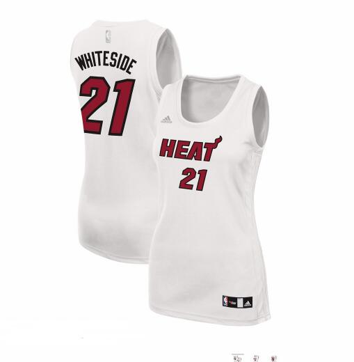 Camiseta baloncesto Hassan Whiteside 21 Réplica de moda Blanco Miami Heat Mujer