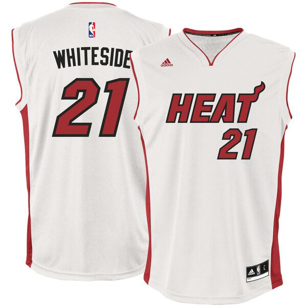 Camiseta baloncesto Hassan Whiteside 21 adidas Home Replica Blanco Miami Heat Hombre