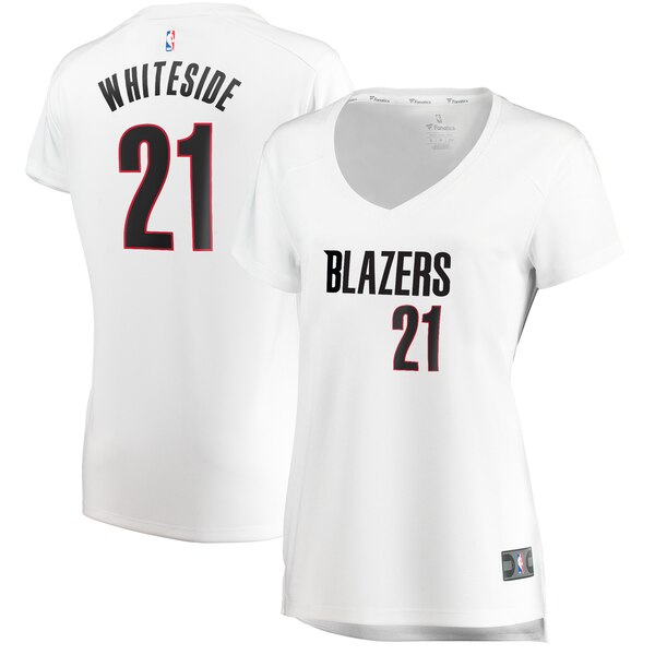 Camiseta baloncesto Hassan Whiteside 21 association edition Blanco Portland Trail Blazers Mujer