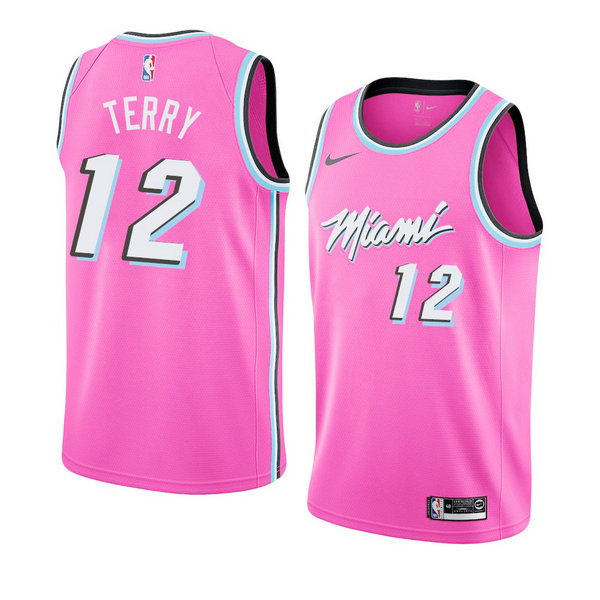 Camiseta baloncesto Heat Emanuel Terry 12 Earned 2018-19 Rosa Miami Heat Hombre