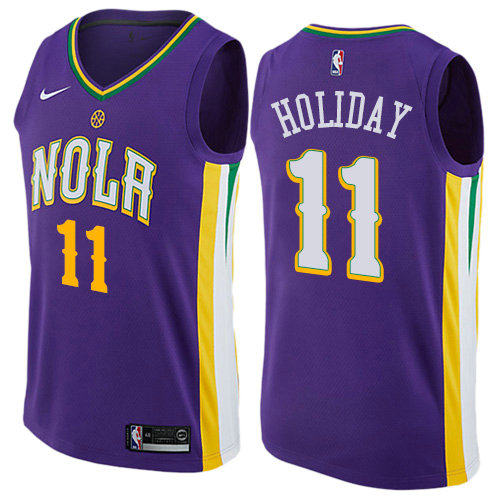 Camiseta baloncesto Holiday 11 Ciudad 2017-18 P鐓pura New Orleans Pelicans Hombre