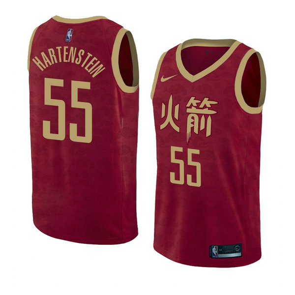 Camiseta baloncesto Isaiah Hartenstein 55 Ciudad 2018-19 Rojo Houston Rockets Hombre