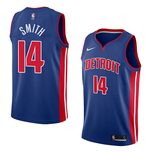 Camiseta baloncesto Ish Smith 14 Icon 2018 Azul Detroit Pistons Hombre