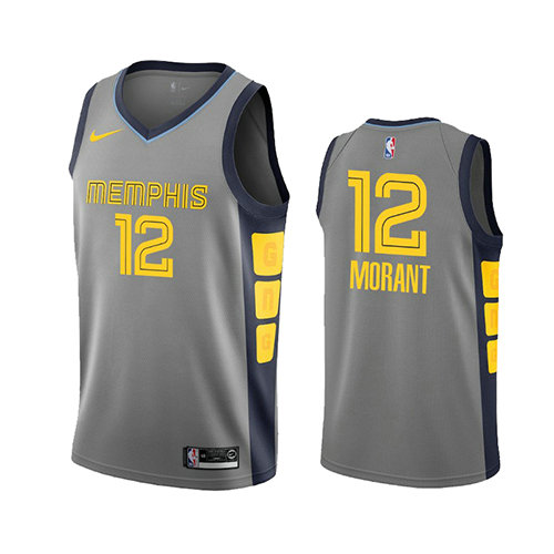 Camiseta baloncesto Ja Morant 12 Ciudad 2019-20 Gris Memphis Grizzlies Hombre