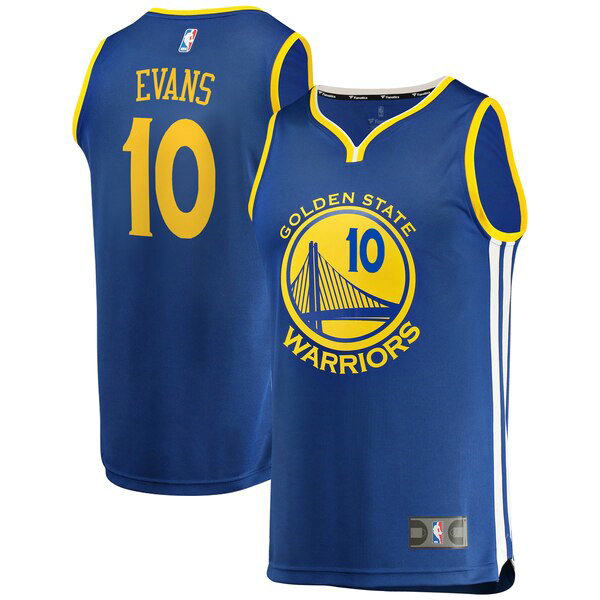 Camiseta baloncesto Jacob Evans 10 Icon Edition Azul Golden State Warriors Hombre