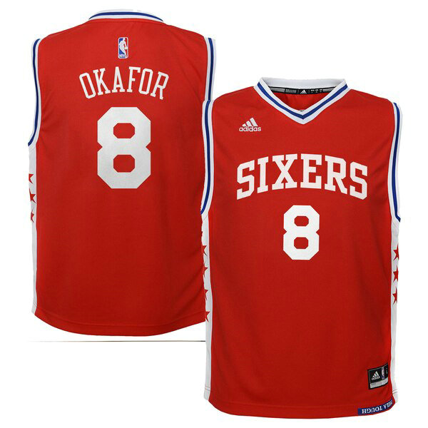 Camiseta baloncesto Jahlil Okafor 8 adidas Rojo Philadelphia 76ers Nino