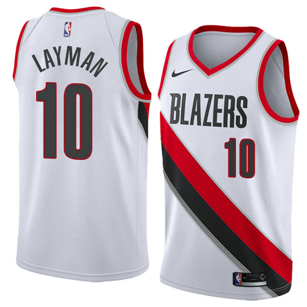 Camiseta baloncesto Jake Layman 10 Association 2018 Blanco Portland Trail Blazers Hombre