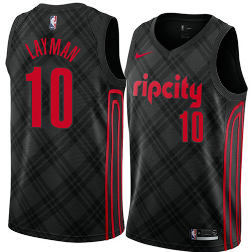 Camiseta baloncesto Jake Layman 10 Ciudad 2018 Negro Portland Trail Blazers Hombre