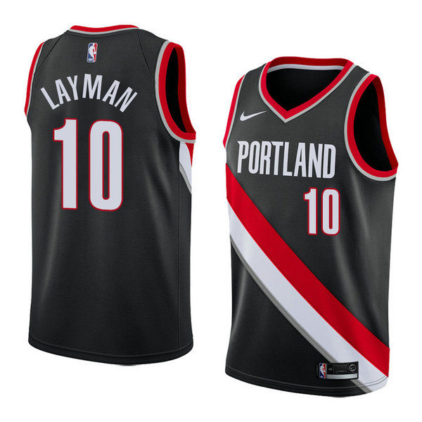 Camiseta baloncesto Jake Layman 10 Icon 2018 Negro Portland Trail Blazers Hombre