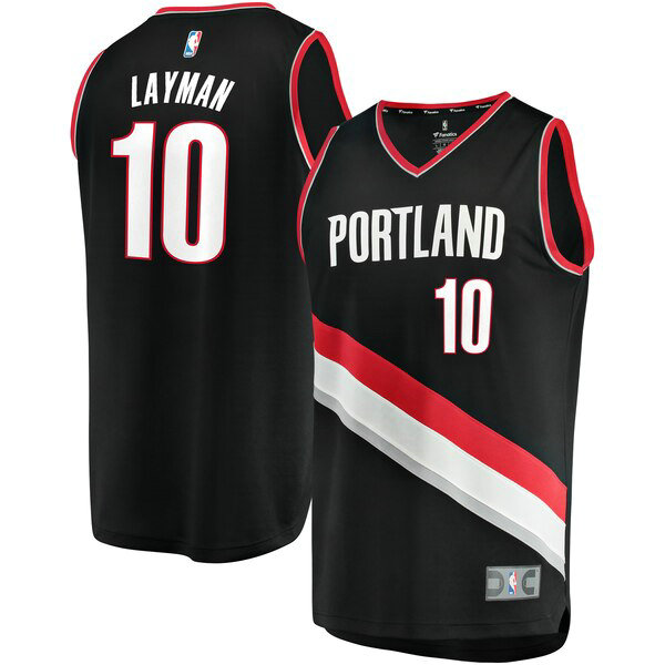 Camiseta baloncesto Jake Layman 10 Icon Edition Negro Portland Trail Blazers Hombre