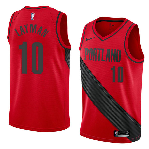 Camiseta baloncesto Jake Layman 10 Statement 2018 Rojo Portland Trail Blazers Hombre