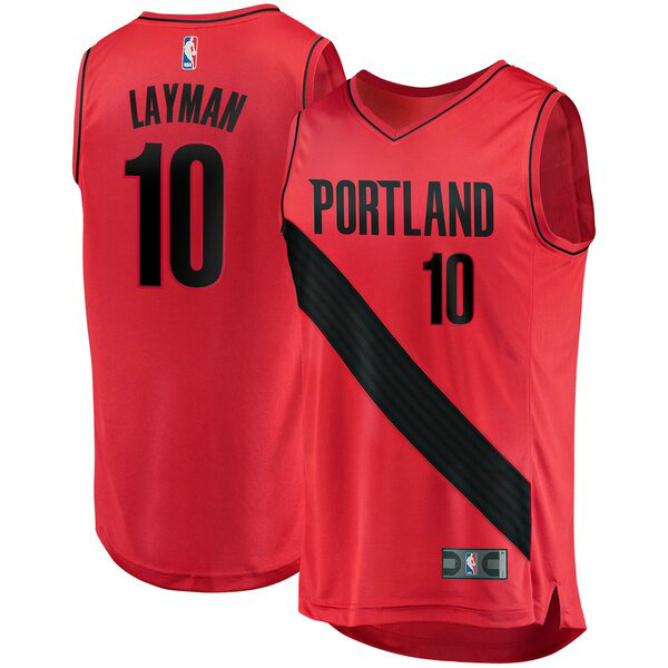 Camiseta baloncesto Jake Layman 10 Statement Edition Rojo Portland Trail Blazers Hombre
