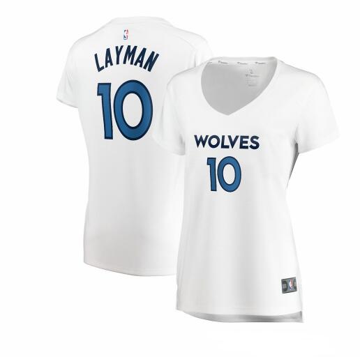 Camiseta baloncesto Jake Layman 10 association edition Blanco Minnesota Timberwolves Mujer