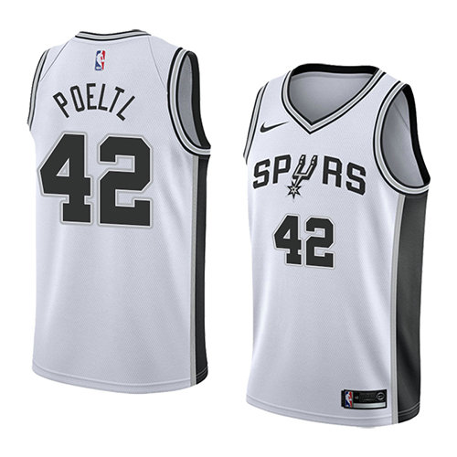 Camiseta baloncesto Jakob Poeltl 42 Association 2018 Blanco San Antonio Spurs Hombre