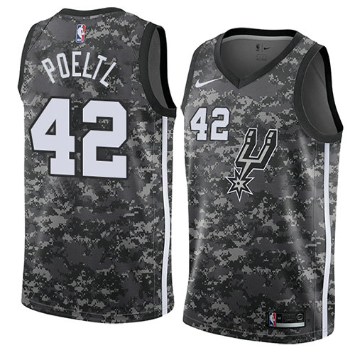 Camiseta baloncesto Jakob Poeltl 42 Ciudad 2018 Gris San Antonio Spurs Hombre