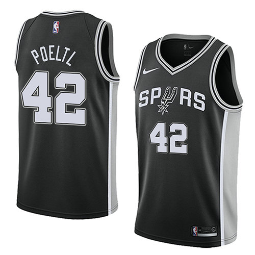 Camiseta baloncesto Jakob Poeltl 42 Icon 2018 Negro San Antonio Spurs Hombre