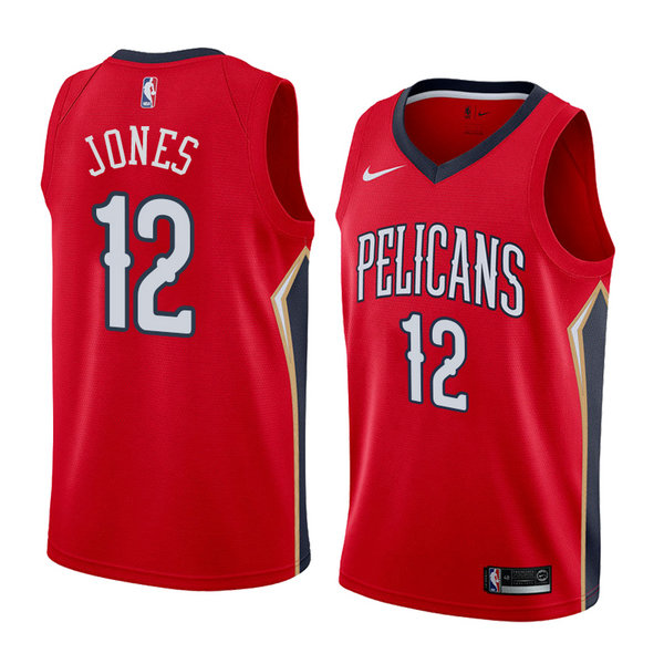 Camiseta baloncesto Jalen Jones 12 Statement 2018 Rojo New Orleans Pelicans Hombre