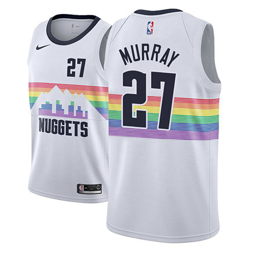 Camiseta baloncesto Jamal Murray 27 Ciudad 2018-19 Blanco Denver Nuggets Hombre