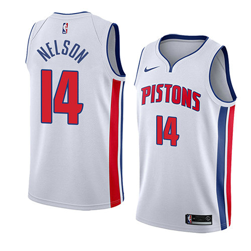 Camiseta baloncesto Jameer Nelson 14 Association 2018 Blanco Detroit Pistons Hombre