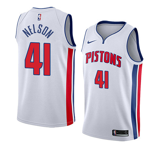 Camiseta baloncesto Jameer Nelson 41 Association 2017-18 Blanco Detroit Pistons Hombre