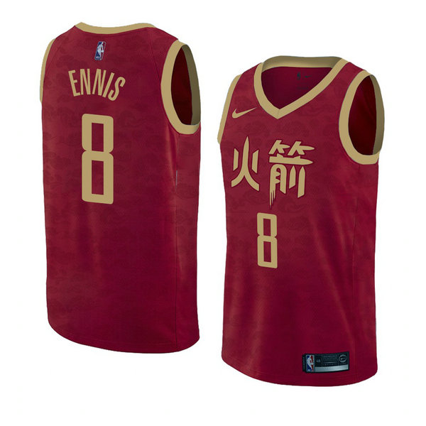 Camiseta baloncesto James Ennis 8 Ciudad 2018-19 Rojo Houston Rockets Hombre