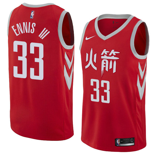Camiseta baloncesto James Ennis III 33 Ciudad 2018 Rojo Houston Rockets Hombre