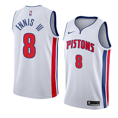 Camiseta baloncesto James Ennis III 8 Association 2018 Blanco Detroit Pistons Hombre