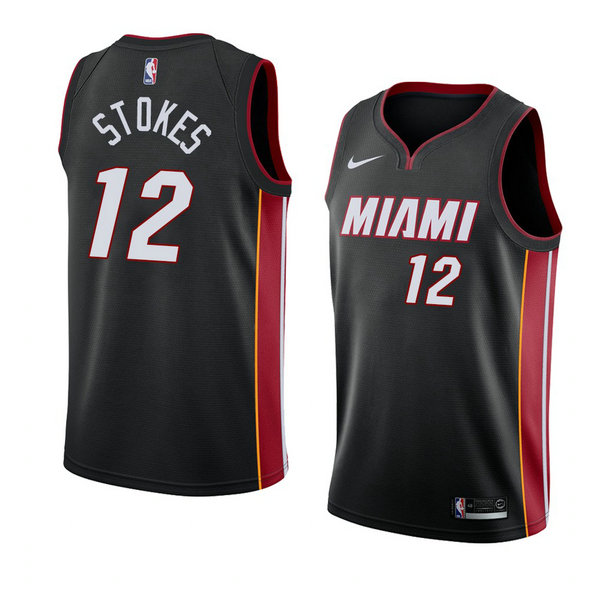 Camiseta baloncesto Jarnell Stokes 12 Icon 2018 Negro Miami Heat Hombre