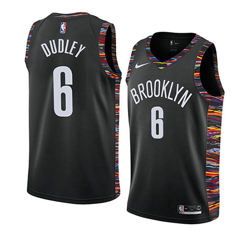 Camiseta baloncesto Jarojo Dudley 6 Ciudad 2018-19 Negro Brooklyn Nets Hombre