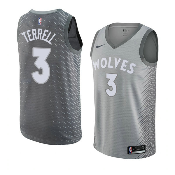 Camiseta baloncesto Jarojo Terrell 3 Ciudad 2018 Gris Minnesota Timberwolves Hombre