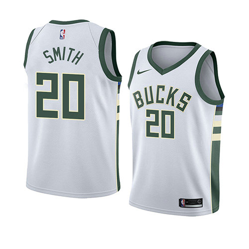 Camiseta baloncesto Jason Smith 20 Association 2018 Blanco Milwaukee Bucks Hombre