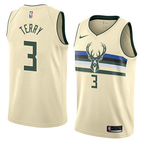 Camiseta baloncesto Jason Terry 3 Ciudad 2018 Crema Milwaukee Bucks Hombre