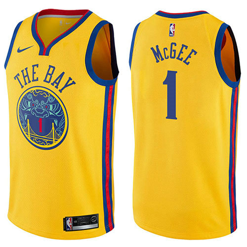 Camiseta baloncesto Javale Mcgee 1 Chinese Heritage Ciudad 2017-18 Amarillo Golden State Warriors Hombre