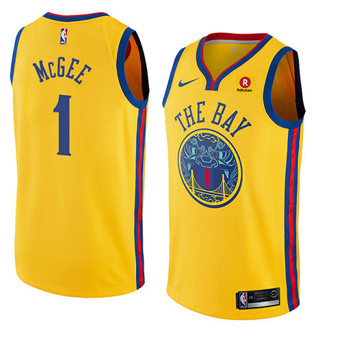 Camiseta baloncesto Javale Mcgee 1 Ciudad 2018 Amarillo Golden State Warriors Hombre