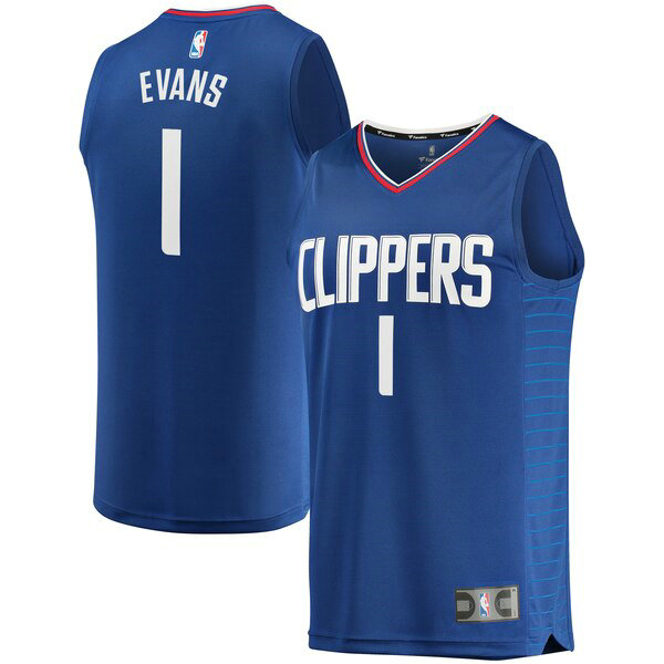 Camiseta baloncesto Jawun Evans 1 Icon Edition Azul Los Angeles Clippers Hombre